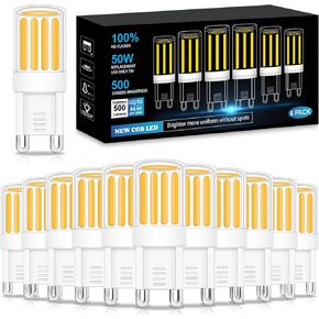 G9 LED Bulbs Dimmable 40W 50W 60W Halogen Equivalent 12 Packs 5W JCD G9 Bi-Pin Base COB Bulb Mini G9 LED Light Bulbs Daylight White 6000K 120v Chandelier Light Bulb for Home Lighting