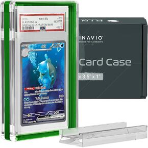 PSA Graded Card Display Acrylic Case for Standard PSA Slab Case - Slab Case for Graded Cards - PSA Card Case - Graded Card Display Case - Stand Included (Black Border)