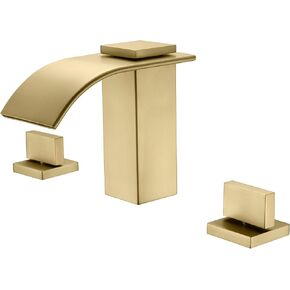 SUMERAIN Roman Tub Faucet Set 5 Holes Deck Mount Waterfall Bathtub Faucet with Handheld Shower Brushed Gold