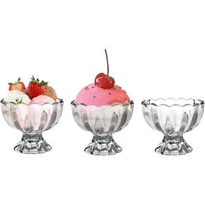 Vintage Glass Dessert Bowls, Ice Cream cups, 5oz Dessert cups, for Sundae, Fruit, Ice Cream, Pudding, small snacks,Condiment (6)