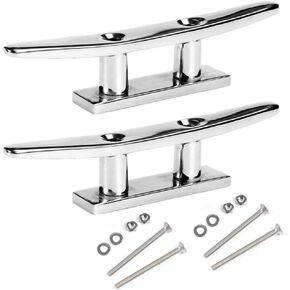 MIZUGIWA Boat Cleat Dock Cleat 4 inch 5 inch 6 inch 8 inch Open Base Boat Cleat, Mooring Boat Deck Cleats 316 Stainless Steel with Fasteners for Boat Docks, Decks,Kayaks,Marine