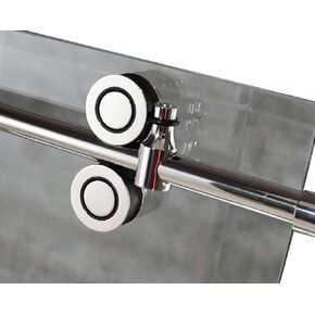 DIYHD 5FT Frameless Sliding Glass Shower Door Hardware,Brushed Stainless Steel In-line Shower Door Track Kit,No Glass