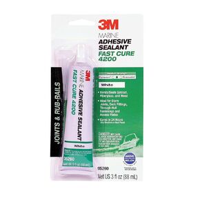 3M TALC Marine Adhesive Sealant Fast Cure 4200 (06560) – Semi-Permanent Flexible Adhesive Sealant for Boats and RVs – White - 1/10 Gallon