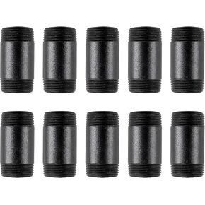 10 PACK 1/2 * 4inch Rustic Industrial Style Coating Black Thread Pipe Nipple for Home Decor (4")…