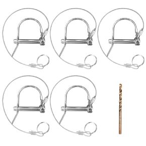 Trailer Coupler Pin 5/16" x 1-3/4"(Wx L) Trailer Pins Prevents Loss with Plastic Coating Tether（11-1/2"） Coupler Safety Pin for Trailer Farm Trailer Towing 5Pcs