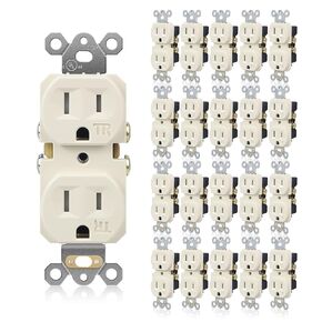 20 Pack Electrical Wall Outlet, 20A Tamper-Resistant Receptacle Outlet, 2 Pole 3 Wire, Self-Grounding, Duplex Receptacle for Residential and Commercial Use, UL Listed, White