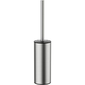 Toilet Brush and Holder Set, Toilet Bowl Brush with Heavy Duty 304 Stainless Steel Base and Extra Long Handle, Toilet Bowl Cleaners Brush for Bathroom, Brushed Nickel