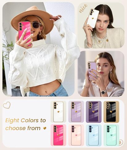 Dretal for Samsung Galaxy S25+ Plus 5G Case with Screen Protector, Women Girl Cute Girly Love-Heart Luxury Gold Soft Camera Protection Bumper Shockproof Phone Case for Galaxy S25+(Hot Pink) in Saudi Arabia