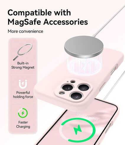 AOTESIER Magnetic for iPhone 16 Pro Case, [Compatible with MagSafe][Camera Protection], Food Grade Silicone Phone Case with [2 Screen Protectors], Anti-Scratch Protective Lining, 6.3inch, Chalk Pink in Kuwait