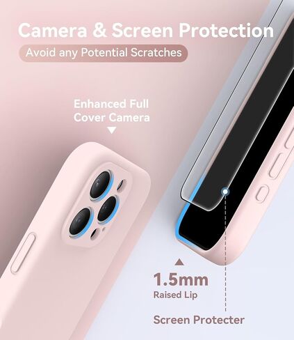AOTESIER Magnetic for iPhone 16 Pro Case, [Compatible with MagSafe][Camera Protection], Food Grade Silicone Phone Case with [2 Screen Protectors], Anti-Scratch Protective Lining, 6.3inch, Chalk Pink in Kuwait