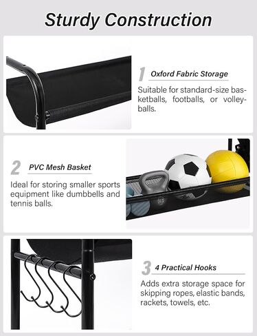 StorageWorks Garage Storage Organizer, 38 ½" L x 20 ¾" W x 27 ½" H, Storage Rolling Cart, Sports Ball Cage Organizer for Basketball and Soccer Courts, Playgrounds, Gyms and Schools, Black, 1 Pack in Kuwait