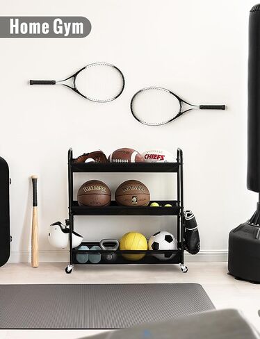 StorageWorks Garage Storage Organizer, 38 ½" L x 20 ¾" W x 27 ½" H, Storage Rolling Cart, Sports Ball Cage Organizer for Basketball and Soccer Courts, Playgrounds, Gyms and Schools, Black, 1 Pack in Kuwait