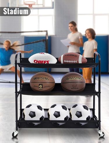 StorageWorks Garage Storage Organizer, 38 ½" L x 20 ¾" W x 27 ½" H, Storage Rolling Cart, Sports Ball Cage Organizer for Basketball and Soccer Courts, Playgrounds, Gyms and Schools, Black, 1 Pack in Kuwait