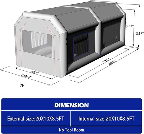 GORILLASPRO Portable Inflatable Paint Booth Tent 13x10x8Ft with 550W Blower, Air Filter System for DIY Spray Painting of Cars, Trucks, Motorcycles, Bicycles, and Auto Parts in Saudi Arabia