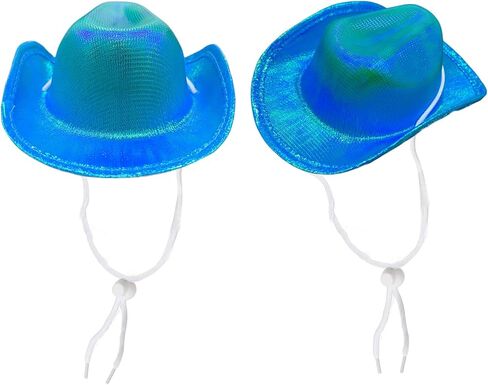 Dog Cowboy Hat Dog Cat Cowboy Hat Costume Bandana West Cowboy Accessories for Pet Metallic Space Shiny Cowboy Hats for Dog Cat (Blue) in Kuwait