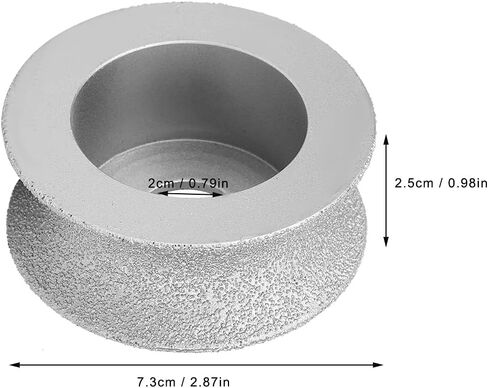 7.3cm Brazed Grinding Wheel, Concave Abrasive Angle Grinder Accessory Half Round Edge Grind Tool Cutting Shaping Disc Stone Ceramic Double Sided Vacuum Fast Cup Iron Steel Masonry Convex(2.0cm) in Kuwait