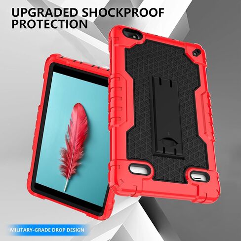 Case for BLU M8L 2022,BLU M8L Plus 8 inch Tablet - [Built-in Kickstand] Anti Slip Kids Friendly Shockproof Silicone Protective Cover (Red/Black) in Kuwait