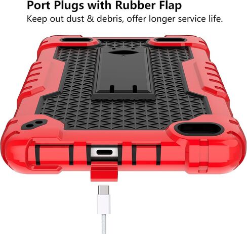 Case for BLU M8L 2022,BLU M8L Plus 8 inch Tablet - [Built-in Kickstand] Anti Slip Kids Friendly Shockproof Silicone Protective Cover (Red/Black) in Kuwait