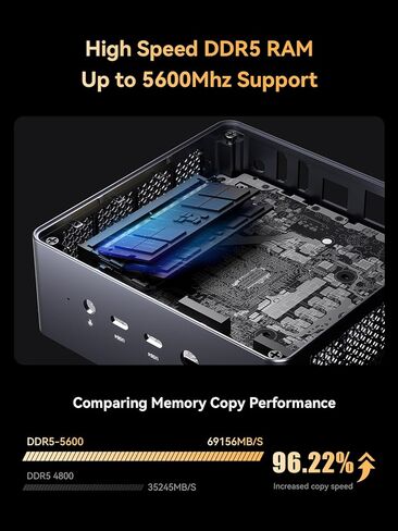 MINISFORUM X1-255 Mini PC AMD Ryzen 7 255(8C/16T) 32GB DDR5 512GB SSD Desktop Computer, HDMI2.1|DP2.0|2xUSB4 Video Output, 1x Oculink Port, 2.5G RJ45 Port/WiFi7/BT5.4, Radeon Graphics Micro PC in Kuwait