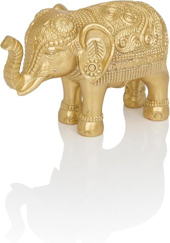 تمثال الفيل ديكور المنزل، رمز الحظ والازدهار، 9 بوصة الراتنج الذهب لهجة جيدة محظوظ الفيل هدايا هووسورمينغ للنساء الرجال مكتب مكتب الديكور in Kuwait