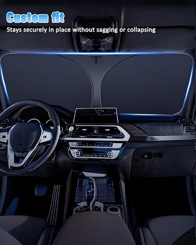 BESTVIEW Windshield Sun Shade Compatible with Mazda 3 Hatchback Sedan 2014-2018, Foldable Reflective Sunshade for Car Cover in Kuwait