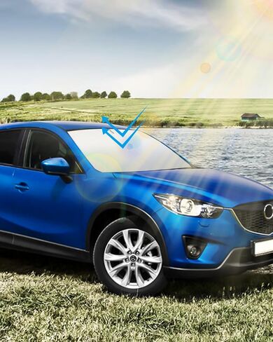 BESTVIEW Windshield Sun Shade Compatible with Mazda 3 Hatchback Sedan 2014-2018, Foldable Reflective Sunshade for Car Cover in Kuwait