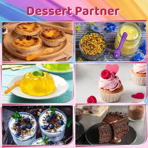 ملاعق صغيرة - 100 PCs ملاعق الحلوى المجلدات البلاستيكية التي يمكن التخلص منها ملاعق بلاستيكية صغيرة لسيارة الآيس كريم الحلوى الزبادي للاحتفالات للحفلات (100 ، أبيض) in Kuwait