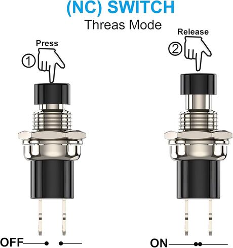 DIYhz Momentary Push Button Switch, 1A 250VAC SPST Mini Pushbutton Switches with Wire Normally Open(NO) 6pcs in Kuwait