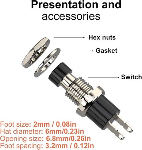 DIYhz Momentary Push Button Switch, 1A 250VAC SPST Mini Pushbutton Switches with Wire Normally Open(NO) 6pcs in Kuwait