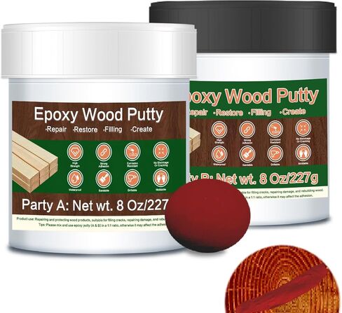 Epoxy Putty - 16 oz White Epoxy Wood Filler, 2-Part Stainable Epoxy Filler Structural Wood Epoxy Putty Kit, Wooden Floor Furniture Repair for Repairing and Bonding Damageed Wood in Kuwait
