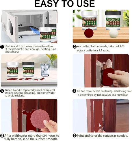 Epoxy Putty - 16 oz White Epoxy Wood Filler, 2-Part Stainable Epoxy Filler Structural Wood Epoxy Putty Kit, Wooden Floor Furniture Repair for Repairing and Bonding Damageed Wood in Kuwait