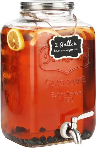 2 Gallon Glass Beverage Dispenser, Stainless Steel Leakproof Spigot and Lid, Glass Drink Dispensers for Parties, Water Beverage Dispenser Liquid Laundry Detergent Dispenser in Saudi Arabia