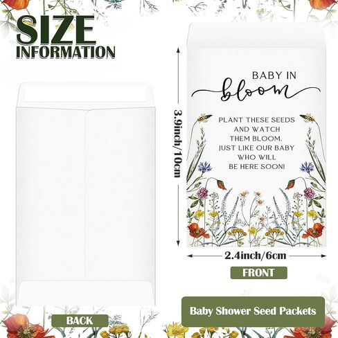 Fumete 50 Pcs Baby Shower Seed Packet Favors Wildflower Seed Self Adhesive Packets Envelopes Baby in Bloom Kraft Seed Packets Mini Seed Packet Organizer for Baby Shower Party Gift Favors, No Seeds in Saudi Arabia