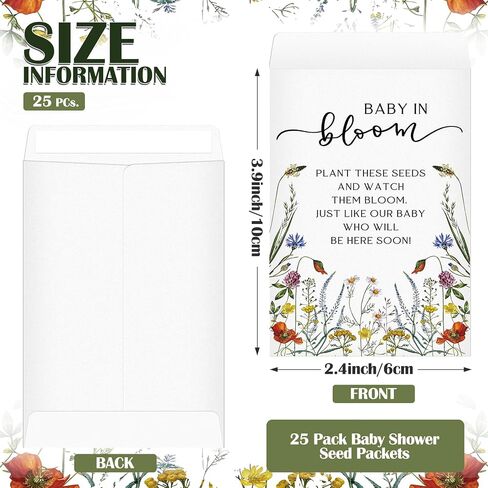 Fumete 50 Pcs Baby Shower Seed Packet Favors Wildflower Seed Self Adhesive Packets Envelopes Baby in Bloom Kraft Seed Packets Mini Seed Packet Organizer for Baby Shower Party Gift Favors, No Seeds in Saudi Arabia