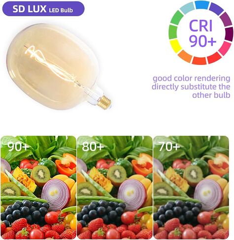 SD LUX Oversized Vintage LED Light Bulbs 5W, Medium Base E26, Giant Huge Edison Bulb,Large Amber Decorative Bulbs, Dimmable 400LM(40W Equi) Pendant Lighting Warm White 2700K,1 Pack (DG170-Black) in Saudi Arabia