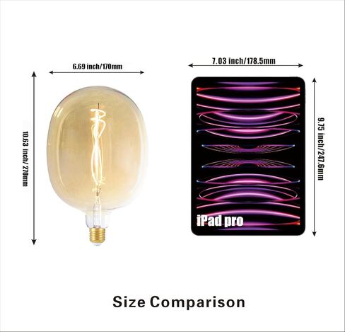 SD LUX Oversized Vintage LED Light Bulbs 5W, Medium Base E26, Giant Huge Edison Bulb,Large Amber Decorative Bulbs, Dimmable 400LM(40W Equi) Pendant Lighting Warm White 2700K,1 Pack (DG170-Black) in Saudi Arabia