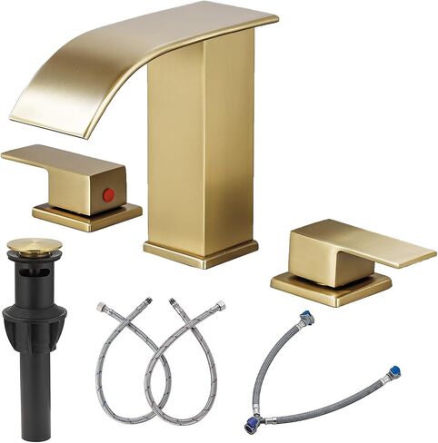 Bathroom Faucet 3 Hole, Chrome Waterfall Bathroom Faucets, 8 Inch Widespread Modern Bathroom Sink Faucet & Parts, Wide Spread Touch On Three Hole 2 Handle Bathroom Vanity Mixer in Saudi Arabia