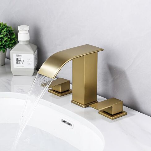 Bathroom Faucet 3 Hole, Chrome Waterfall Bathroom Faucets, 8 Inch Widespread Modern Bathroom Sink Faucet & Parts, Wide Spread Touch On Three Hole 2 Handle Bathroom Vanity Mixer in Saudi Arabia