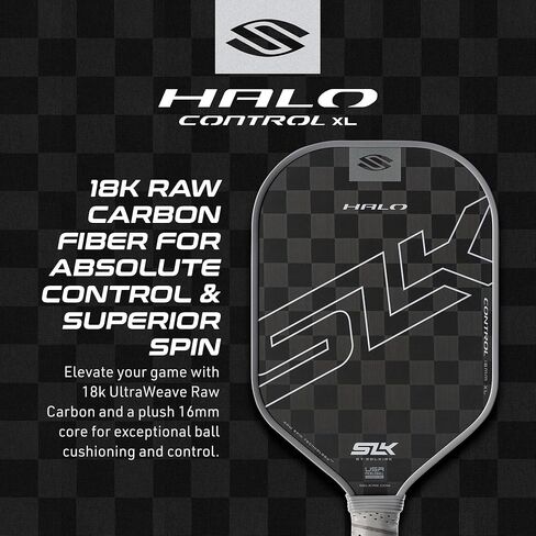 Selkirk SLK Halo Control XL Pickleball Paddle | مجداف ألياف الكربون الخام مع بوليمر بوليمر باور كور | مضارب المخلل المصنوعة في الولايات المتحدة | أخضر in Kuwait