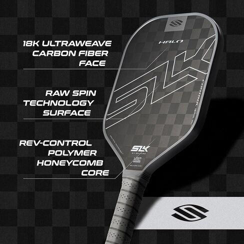 Selkirk SLK Halo Control XL Pickleball Paddle | مجداف ألياف الكربون الخام مع بوليمر بوليمر باور كور | مضارب المخلل المصنوعة في الولايات المتحدة | أخضر in Kuwait