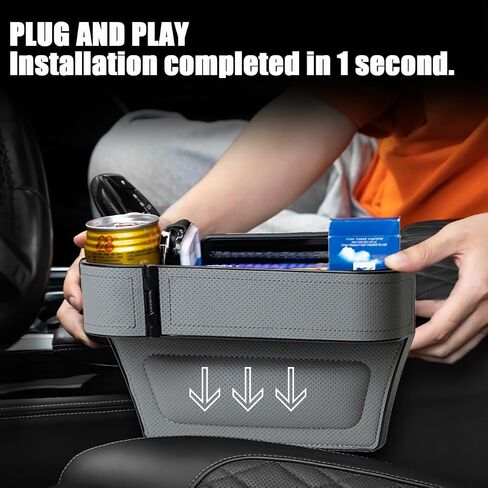 MTGOCHA Car Seat Gap Filler Organizer Adjustable Car Leather Cup Holder Gap Bag, Car Seat Gap Storage Box, Car Organizer Between Seats for Phone,Glasses,Keys,Cards (Black,Driver Side) in Saudi Arabia