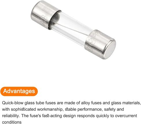 MECCANIXITY 10 Pcs Fast Blow Glass Fuse 1.6A 125V 5x20mm Glass Tube Fuses Fast-Acting Fuses for PCB Board Electronic Devices Home Appliances Light String in Kuwait