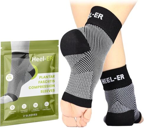 Plantar Fasciitis Compression Foot Sleeves - Socks with Arch & Ankle Support - Brace for Heel Pain Relief, Spur, Sore Feet for Men & Women (Beige, L/XL) in Saudi Arabia