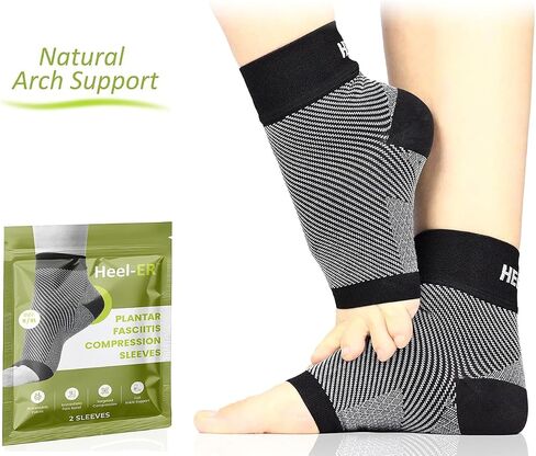 Plantar Fasciitis Compression Foot Sleeves - Socks with Arch & Ankle Support - Brace for Heel Pain Relief, Spur, Sore Feet for Men & Women (Beige, L/XL) in Saudi Arabia