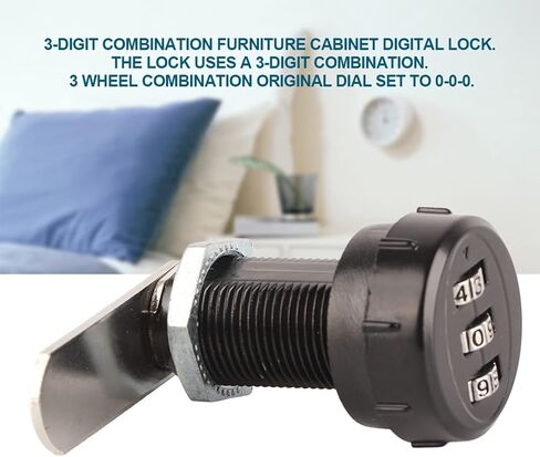 3 Digit Combination Latch, Cabinet Combination Locks, Digital Locks for Cabinets, Mailboxes, Drawers, Lockers, Etc(19 0.5~12mm Cabinet Thickness) in Kuwait