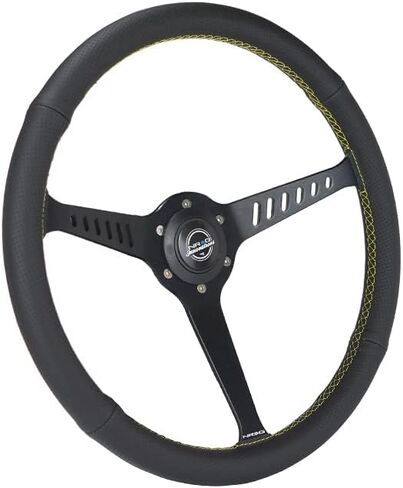 NRG Innovations RST-380STL-B 380 مم 2.25 بوصة عجلة قيادة عميقة 3 تكلم مع زر قرن، نمط مسمار 6 × 70 مم، أسود in Saudi Arabia