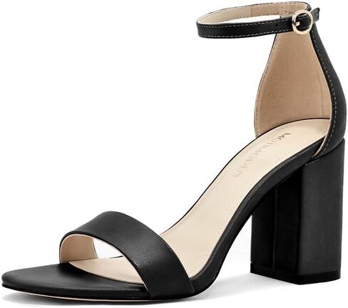 Women's Sandals Open Square Toe Sandals Ankle Strap High Kitten Heels Stilettos Square Open Toe Dressy Sexy Shoes for Women Chic Heeled Sandals in Kuwait