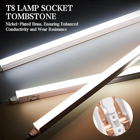 8 Pack Non Shunted T8 Lamp Holder Socket Turn Type for LED Fluorescent Tube Replacements Retrofit Kit Parts White in Kuwait