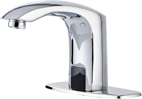 Automatic Sensor Touchless Bathroom Faucet Brushed Nickel Motion Actived Solid Brass Bathroom Sink Faucet with Hole Cover Plate Hands Free Vanity Faucets Deck Mount in Kuwait