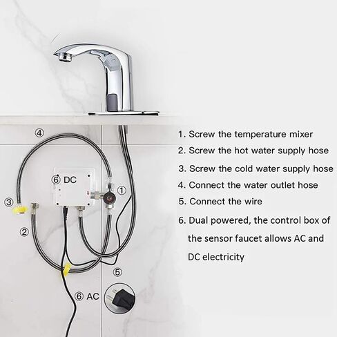 Automatic Sensor Touchless Bathroom Faucet Brushed Nickel Motion Actived Solid Brass Bathroom Sink Faucet with Hole Cover Plate Hands Free Vanity Faucets Deck Mount in Kuwait